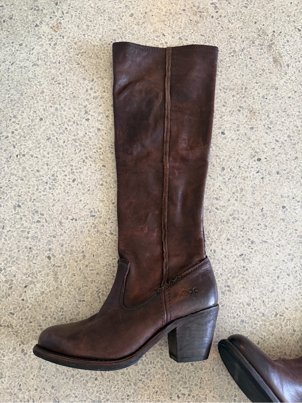 Frye Brown Leather Heeled Knee Boots